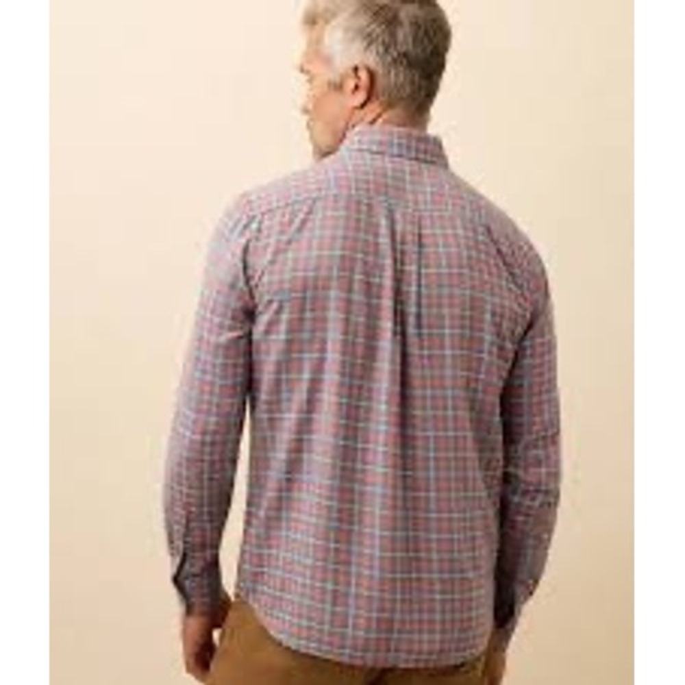 Faherty Brand Plaid Button Down Shirt Blue Red Cotton XL